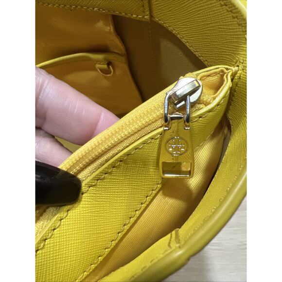 Tory Burch York Buckle Medium Tote Work Bag Yellow Saffiano Leather See Details. - Picture 7 of 16